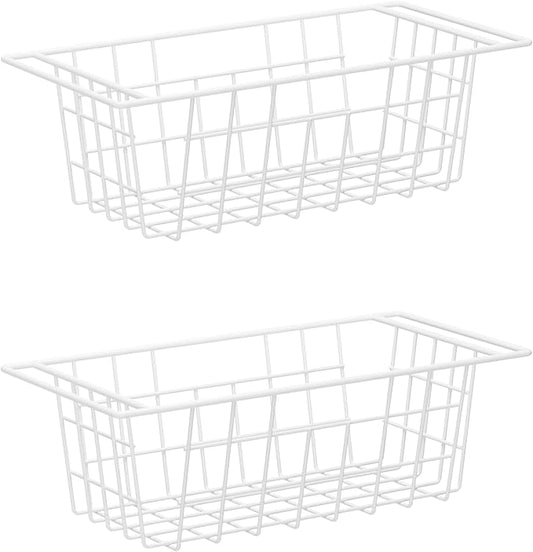 blitzlabs Chest Freezer Bins, Deep Chest Freezer Organizer Basket, Storage Rack Bins Wire Metal Baskets with Hanging Handles 16.5" 2Packs