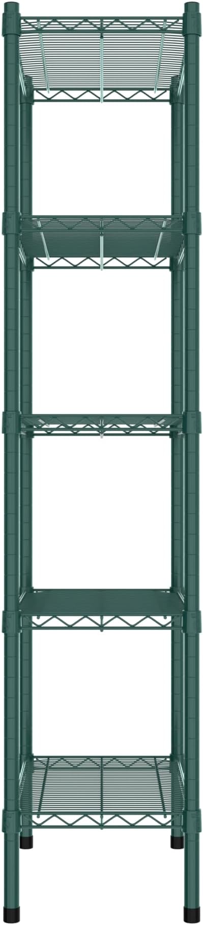 Commercial NSF Listed Green Epoxy Stationary Wire Shelving Kit 14" x 24" x 64", with 5 Shelves Perfect for Warehouse, Walk-in Refrigerator, Freezer, Grocery Store, Restaurant, Dishroom
