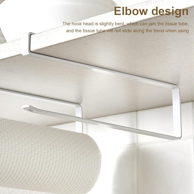 Paper Roll Holder, Kitchen Roll Holder Under Cabinet, 2Pcs Papers Towel Holder Countertop, Kitchen Rolls Hanger Dispenser Storage Rack, Stainless Steel Papers Towel for Bathroom