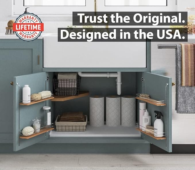 BASIN - Heavy Duty Under Sink Mat - Original Silicone Waterproof Under Sink Tray Cover - Cabinet Liner - White 31x22