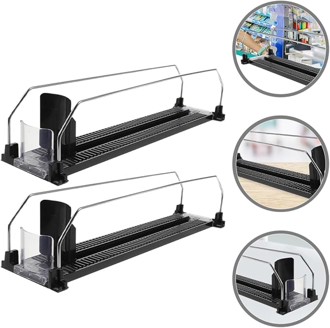 Happyyami 2Pcs Automatic Replenishment Pusher for Refrigerator Drinks Beverage Organizer with Smooth Glide for Home Supermarkets and Convenience Stores