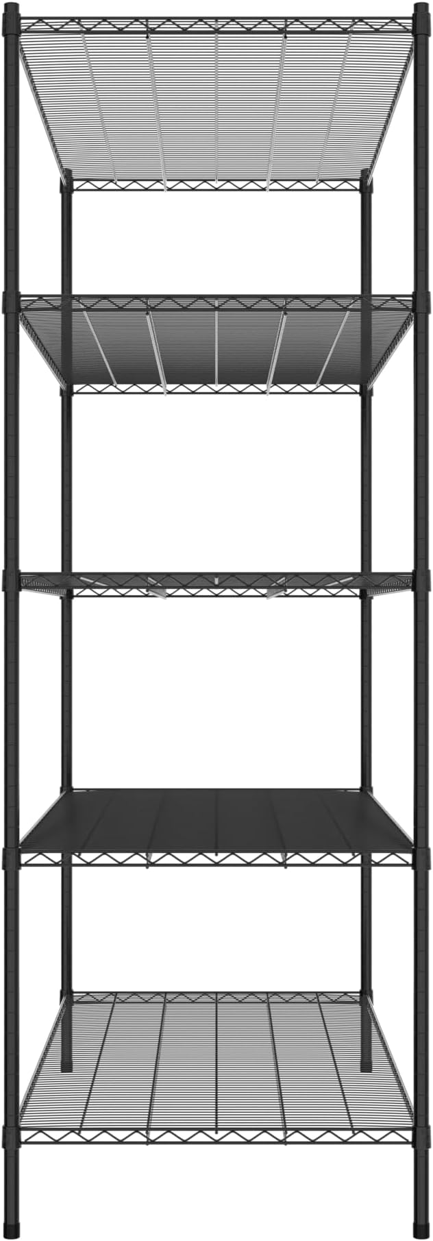 Commercial NSF Listed Black Epoxy Stationary Wire Shelving Kit 30" x 60" x 86", with 5 Shelves Perfect for Warehouse, Walk-in Refrigerator, Freezer, Grocery Store, Restaurant, Dishroom