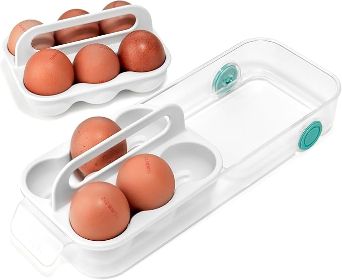 Joseph Joseph FridgeStore Egg Storage Caddy – Holds 12 Eggs, Easy-Access Handle and Wheels, BPA-Free Fridge Organizer