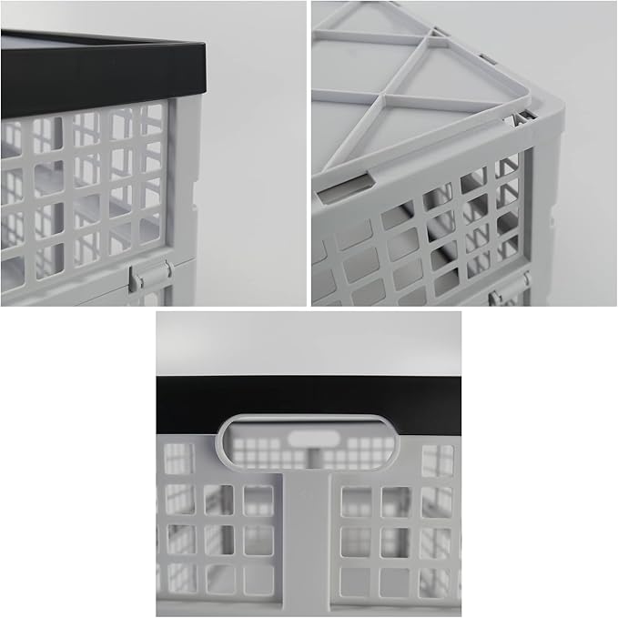 Readsky 42 Liter, 4 Pack Collapsible Plastic Storage Crates, Folding Crate Storage