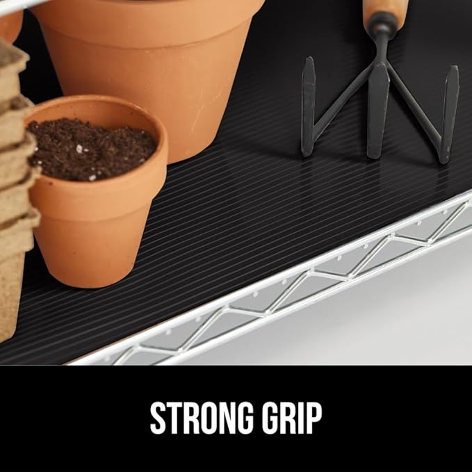 GORILLA GRIP DuraGuard Shelf Liner, 17.5x20 Non-Adhesive Cabinet Liners for Kitchen Drawers, Shelves, Refrigerator, Pantry Storage, Bathroom Closet, Durable Waterproof BPA Free Ribbed Plastic, Black