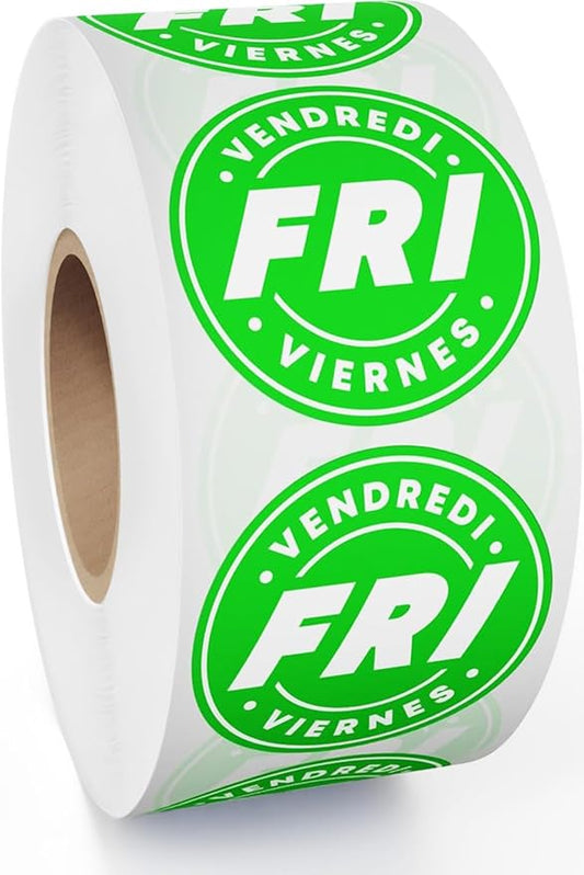 Easy Identification Date Stickers 7,000 Days of The Week Stickers – Friday 3/4" Days of The Week Food Labels – Day Dots for Food – Restaurant Supplies – Best by Commercial Kitchen Supplies
