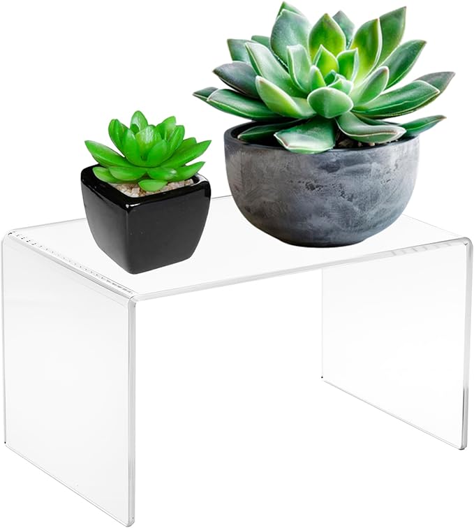 CLAY TONIC Durable 1-Pack Large Clear 5mm Thick Acrylic Display Risers for Kitchen Organizer and Storage,Display Food, Pantry Cabinet Shelf, Retail Display (1, 10.5x7x7 Inch)
