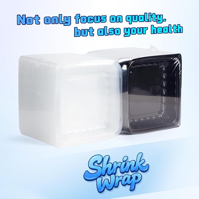 YANGRUI Plastic Containers 9.5" 38 oz 45 Pack - High Clarity Anti Fog Shrink Wrap Commercial PP BPA Free Meal Prep Box | Freezer & Microwave Safe | Reusable & Disposable Restaurant Takeout Container
