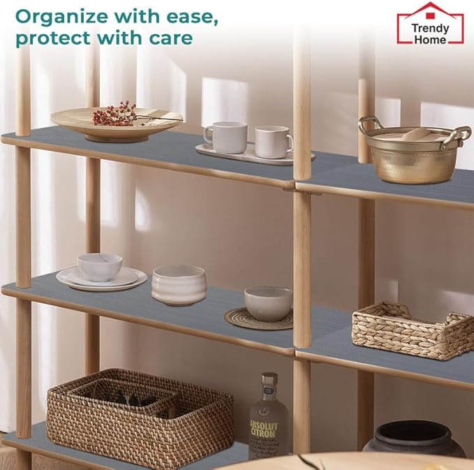 Trendy Home Shelf Liner, Non-Slip Cabinet Liner, Washable Oil-Proof for Kitchen Cabinet, Shelves, Refrigerator, Storage, Desks, 12 Inches x 240 FT, Non Adhesive Drawers (Grey)