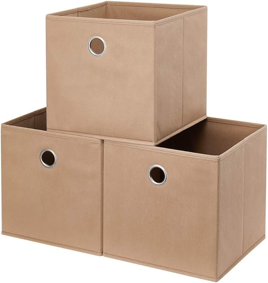 HSDT3 Cube Storage Bins Beige 11x11x11 Inch Foldable Fabric Storage Basketes for Home Organizers Storage Drawer,QY-SC19-3,Blue-dinosaur(Set of 3)
