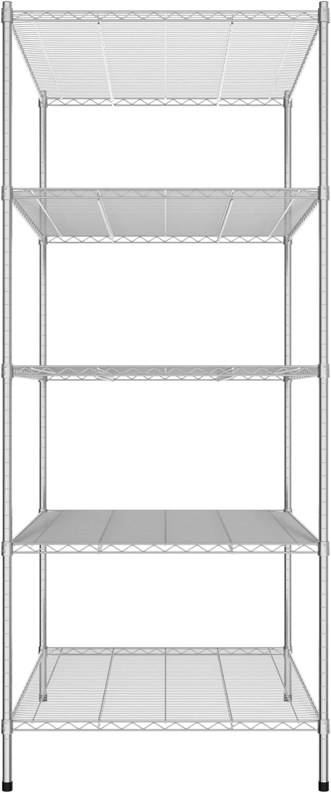 Commercial NSF Listed Chrome Stationary Wire Shelving Kit 36" x 48" x 86", with 5 Shelves Perfect for Warehouse, Walk-in Refrigerator, Freezer, Grocery Store, Restaurant, Dishroom
