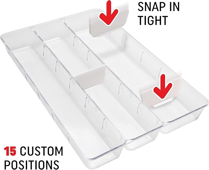Dial Industries Junk Vanity Office Drawer Organizer Tray with Adjustable Dividers