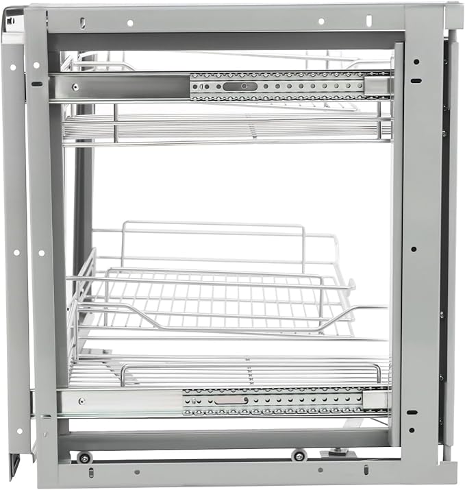 Blind Corner Cabinet Pull Out Left & Right Open, Cabinet Organizer 2 Tiers Organizer, L-Shaped Hidden Slide Out Shelves for Store Kitchen Utensils 35.24x18.11x20.67in(Pull Out Left & Right, Style2)