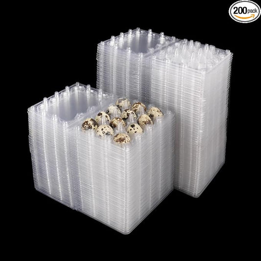 200 Pack Quail Egg Cartons, Clear Plastic Quail Egg Trays, Holds up to 12 Quail Eggs Securely - Your Ultimate Small Eggs Carton Holders for Bulk Storage and Display