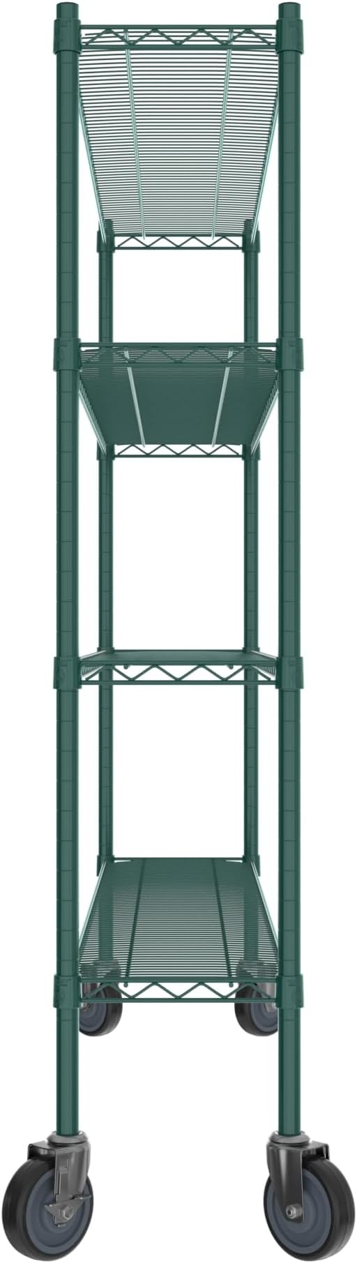 Commercial NSF Listed Green Epoxy Mobile Wire Shelving Kit 12" x 60" x 60", with 4 Shelves Perfect for Warehouse, Walk-in Refrigerator, Freezer, Grocery Store, Restaurant, Dishroom