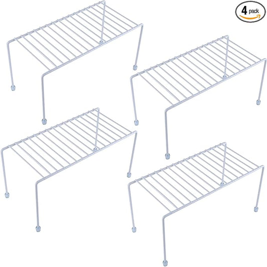 SIBAO Kitchen Shelves, Cabinet Organization Mini Storage Shelf, Storage Rack Organizer for Kitchen, Fridge, Cabinet, Bathroom (White 4)