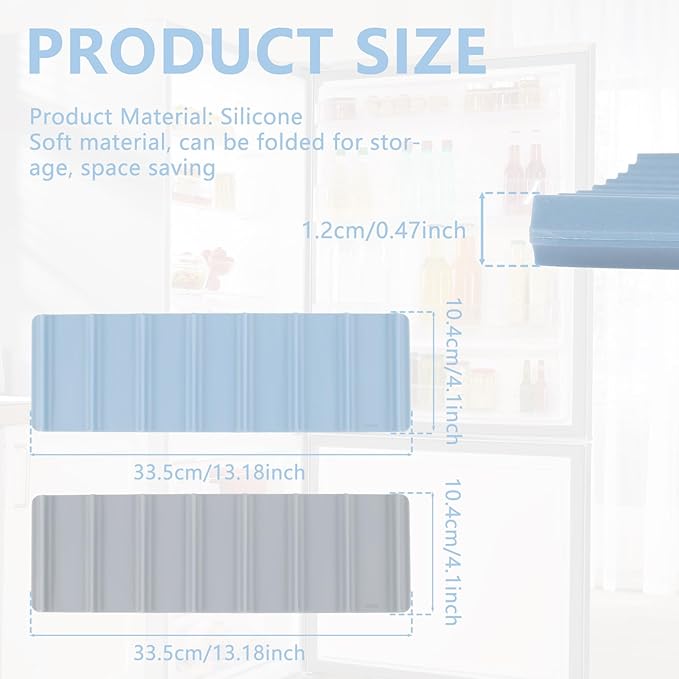 2Pcs Fridge Beverage Mat, Silicone Wine Bottle Holder, Stackable Wine Rack for Refrigerator, Fridge Can Organizer Mat for Cans and Wine Bottles (Grey and Light Blue)