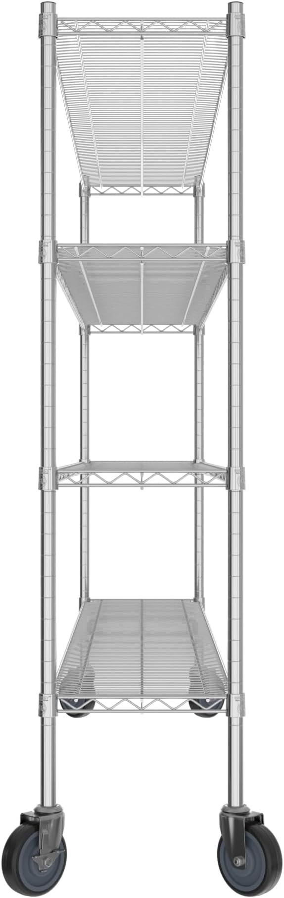 Commercial NSF Listed Chrome Mobile Wire Shelving Kit 14" x 72" x 60", with 4 Shelves Perfect for Warehouse, Walk-in Refrigerator, Freezer, Grocery Store, Restaurant, Dishroom