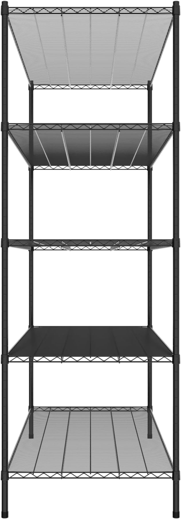 Commercial NSF Listed Black Epoxy Stationary Wire Shelving Kit 30" x 72" x 86", with 5 Shelves Perfect for Warehouse, Walk-in Refrigerator, Freezer, Grocery Store, Restaurant, Dishroom