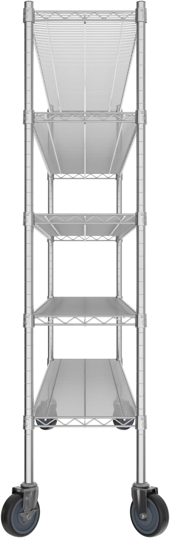 Commercial NSF Listed Chrome Mobile Wire Shelving Kit 14" x 72" x 60", with 5 Shelves Perfect for Warehouse, Walk-in Refrigerator, Freezer, Grocery Store, Restaurant, Dishroom
