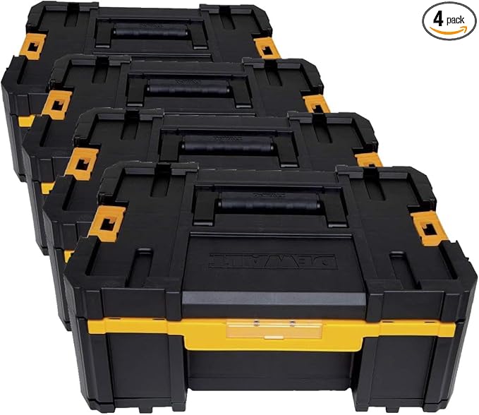 DEWALT Tool Organizer, TSTAK III, Single Deep Drawer, Heavy Duty Latches, Removable Compartments for Small Tools and Accessories (DWST17803) (Pack of 4)