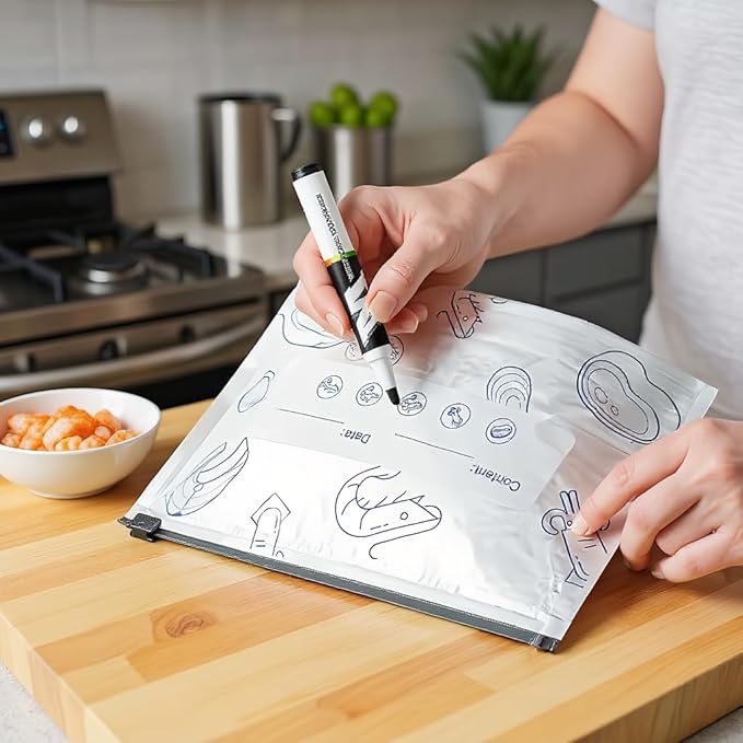 Reusable Aluminum Foil Sealable Storage Bags - aluminum foil Freezer Bags, reusable freezer food grade fresh keeping and meal prep,Suitable for Vegetable, Fruit, Meat, and More (Large-10pcs)