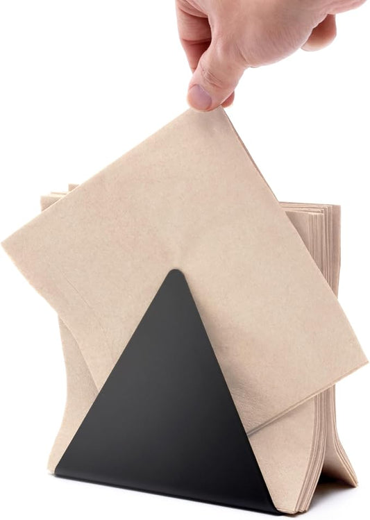 Self-Adjusting Napkin Holder – Compact Black Metal Dispenser for Standard Paper Napkins, Ideal for Kitchen Countertops