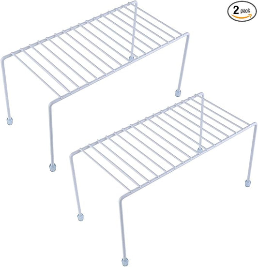 SIBAO Kitchen Shelves, Cabinet Organization Mini Storage Shelf, Storage Rack Organizer for Kitchen, Fridge, Cabinet, Bathroom (White 2)