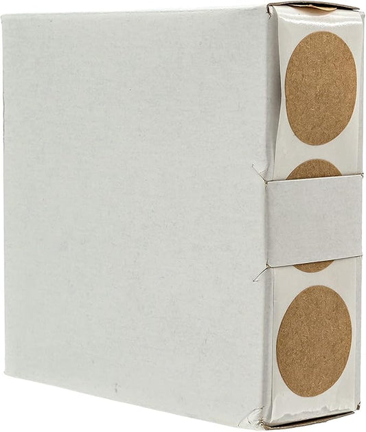 1" Brown Kraft Round Labels / 1000 Round Stickers Roll with Dispenser Box/Crafting Canning Organization Circle Label/Permanent Adhesive