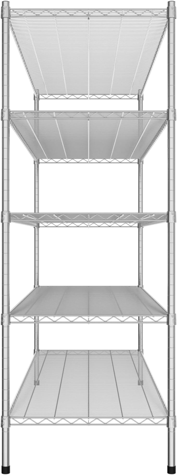Commercial NSF Listed Chrome Stationary Wire Shelving Kit 24" x 72" x 64", with 5 Shelves Perfect for Warehouse, Walk-in Refrigerator, Freezer, Grocery Store, Restaurant, Dishroom