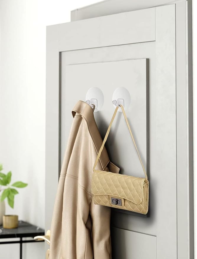 Uten Adhesive Hooks for Hanging 10 Pack, Heavy Duty Wall Hooks 11 lbs, Self Adhesive Waterproof Sticky Robe Towel Hooks for Home, Bathroom, Kitchen, Outdoor