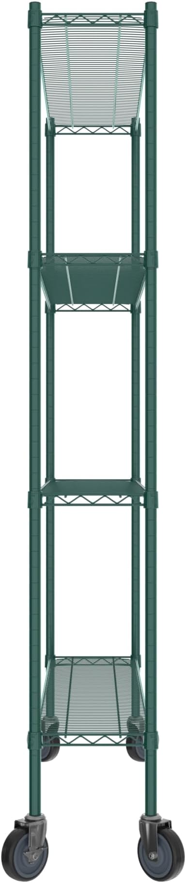 Commercial NSF Listed Green Epoxy Mobile Wire Shelving Kit 12" x 54" x 80", with 4 Shelves Perfect for Warehouse, Walk-in Refrigerator, Freezer, Grocery Store, Restaurant, Dishroom