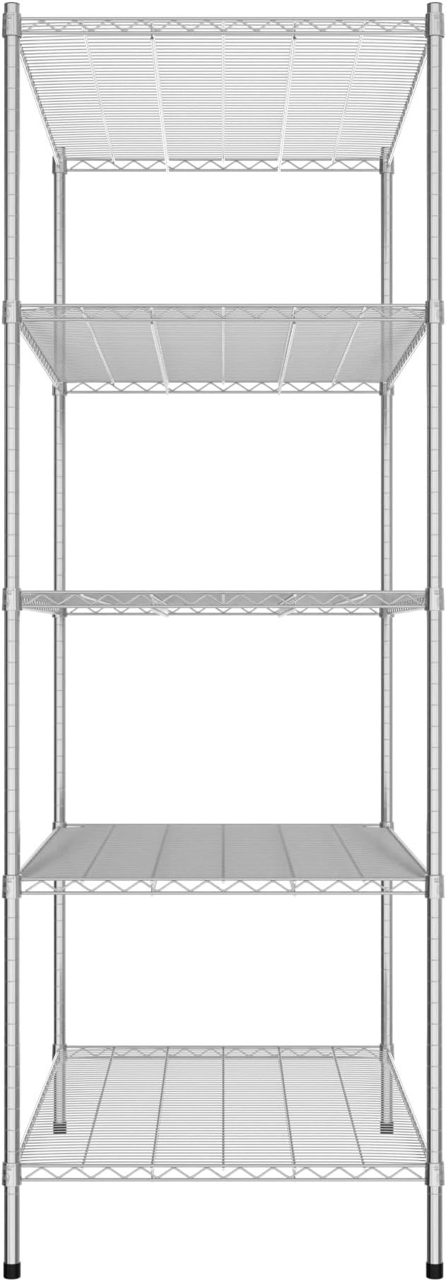 Commercial NSF Listed Chrome Stationary Wire Shelving Kit 30" x 48" x 86", with 5 Shelves Perfect for Warehouse, Walk-in Refrigerator, Freezer, Grocery Store, Restaurant, Dishroom