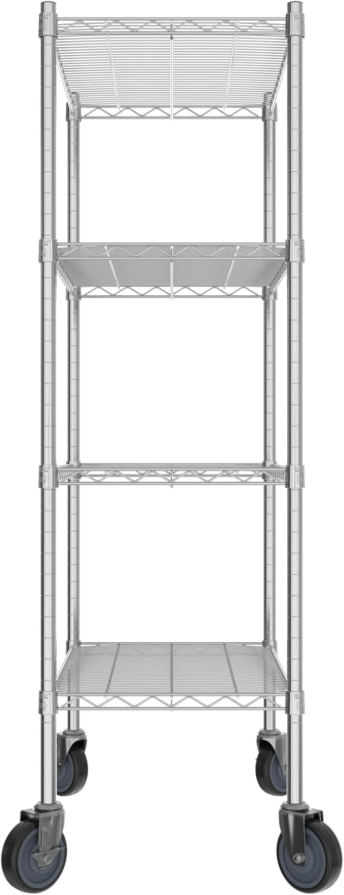 Commercial NSF Listed Chrome Mobile Wire Shelving Kit 18" x 30" x 60", with 4 Shelves Perfect for Warehouse, Walk-in Refrigerator, Freezer, Grocery Store, Restaurant, Dishroom