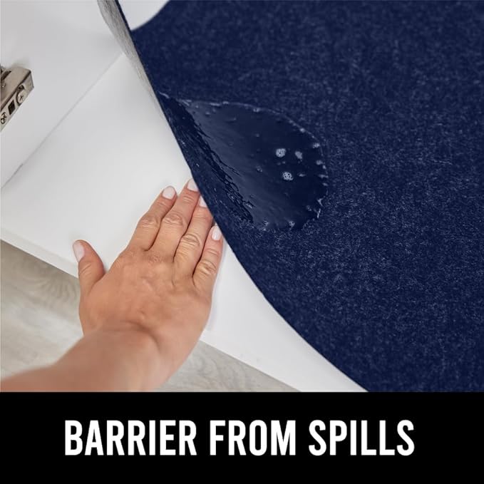 GORILLA GRIP LeakGuard Non-Adhesive Under Sink Mat for Kitchen Cabinet, Waterproof Quick Dry Shelf Liner, Durable Absorbent Felt Mats for Bathroom Sinks, Cabinets, Dresser, Easy to Trim, 24x24 Navy