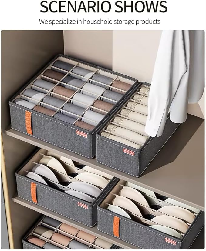 | Set of 3 Foldable Fabric Storage Boxes | Closet Organizers in Small, Medium, and Large Sizes | Perfect for Clothes, Underwear, Socks, and Pants