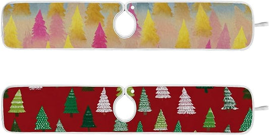 2 PCS Kitchen Sink Splash Guard 30 Inch Faucet Mat for Kitchen Sink Bathroom Sink Faucet Absorbing Drip Drain Mat Pad Microfiber Soft Washable Christmas Winter Trees