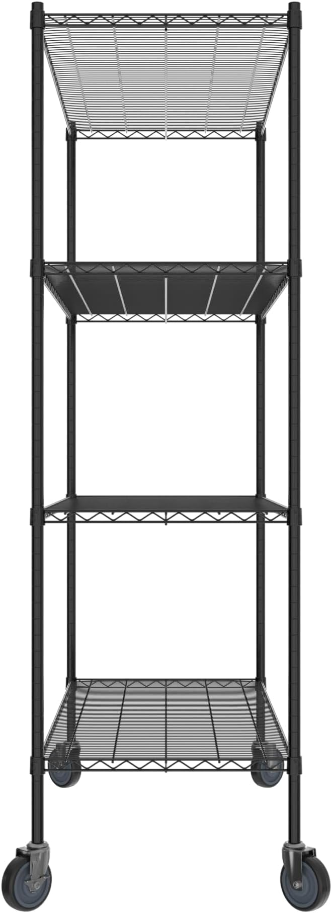 Commercial NSF Listed Black Epoxy Mobile Wire Shelving Kit 24" x 54" x 80", with 4 Shelves Perfect for Warehouse, Walk-in Refrigerator, Freezer, Grocery Store, Restaurant, Dishroom