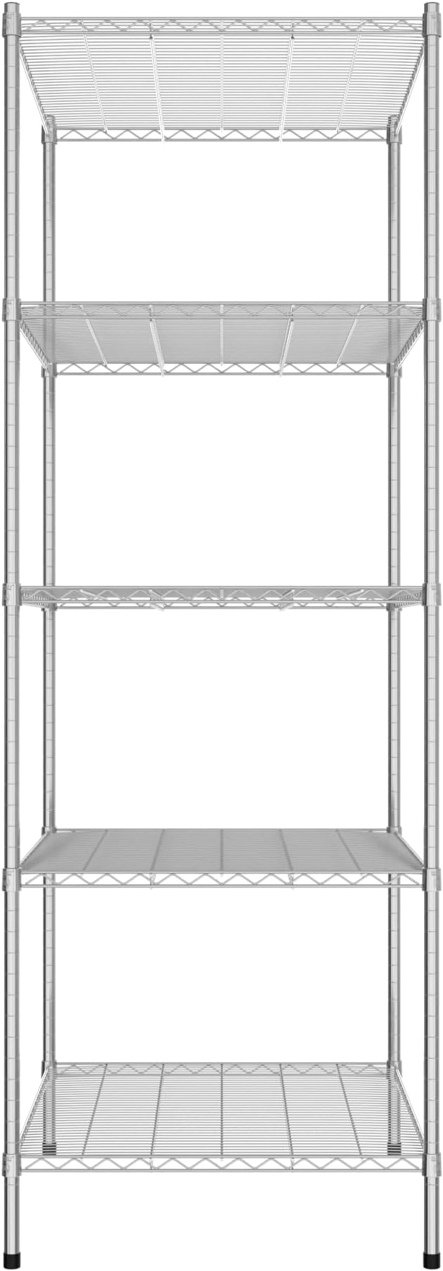 Commercial NSF Listed Chrome Stationary Wire Shelving Kit 30" x 36" x 86", with 5 Shelves Perfect for Warehouse, Walk-in Refrigerator, Freezer, Grocery Store, Restaurant, Dishroom