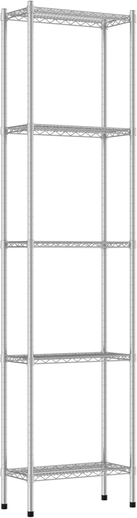 Commercial NSF Listed Chrome Stationary Wire Shelving Kit 12" x 24" x 96", with 5 Shelves Perfect for Warehouse, Walk-in Refrigerator, Freezer, Grocery Store, Restaurant, Dishroom