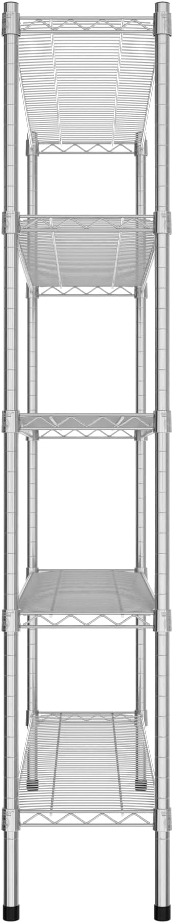 Commercial NSF Listed Chrome Stationary Wire Shelving Kit 12" x 48" x 64", with 5 Shelves Perfect for Warehouse, Walk-in Refrigerator, Freezer, Grocery Store, Restaurant, Dishroom