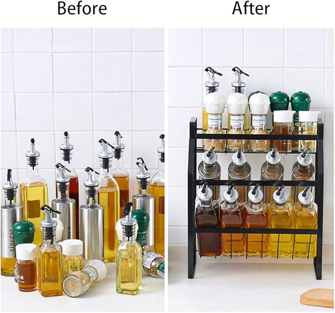 Tomorotec 3-Tier Compact Size Kitchen Spice Organizer Shelf Rack Storage, Bar Storage Cabinet Organization, Kitchen Counter & Cabinet Shelf Organizer