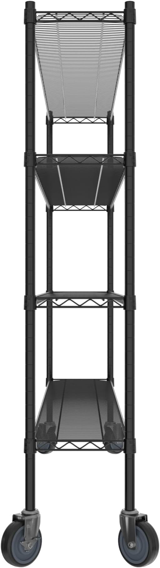 Commercial NSF Listed Black Epoxy Mobile Wire Shelving Kit 12" x 72" x 60", with 4 Shelves Perfect for Warehouse, Walk-in Refrigerator, Freezer, Grocery Store, Restaurant, Dishroom