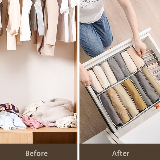 HSLFUAI Bra Organizer for Drawer, 2 Pack Bras Storage Organizer with Compartments, Drawer Organizer for Bras (Gray-6S-2PCS)