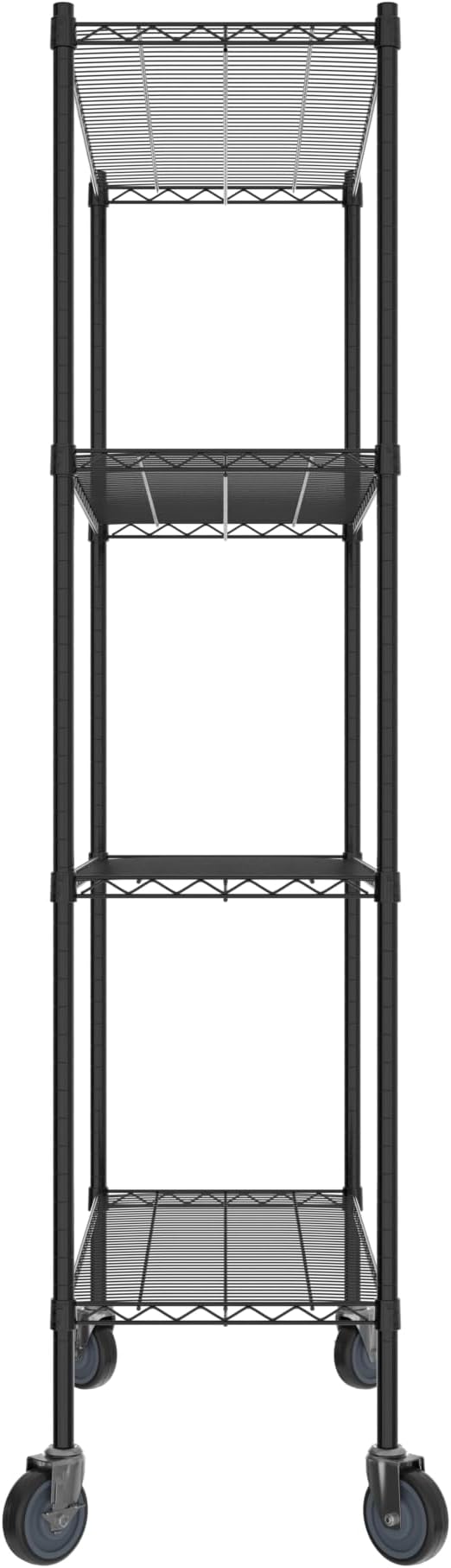 Commercial NSF Listed Black Epoxy Mobile Wire Shelving Kit 18" x 42" x 80", with 4 Shelves Perfect for Warehouse, Walk-in Refrigerator, Freezer, Grocery Store, Restaurant, Dishroom