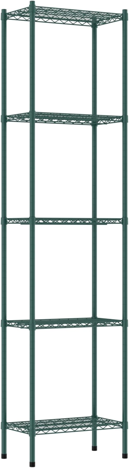 Commercial NSF Listed Green Epoxy Stationary Wire Shelving Kit 14" x 24" x 96", with 5 Shelves Perfect for Warehouse, Walk-in Refrigerator, Freezer, Grocery Store, Restaurant, Dishroom