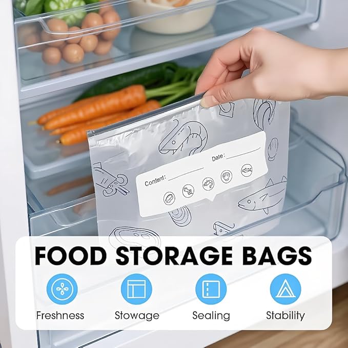 Reusable Aluminum Foil Sealable Storage Bags - aluminum foil Freezer Bags, reusable freezer food grade fresh keeping and meal prep,Suitable for Vegetable, Fruit, Meat, and More (3Size-30pcs)