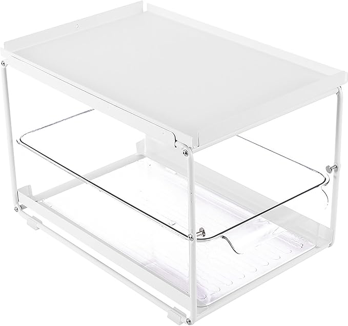 Kitchen Cabinet Organizer, Layered Rack Under Sink Organizer, Carbon Steel Multifunctional Storage Rack with Expandable Design for Condiments Utensils, Space Saving Ki