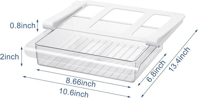 Bronkeeper Pull-Out Fridge Drawer Organizer - Under Shelf Storage Bins for Refrigerator Organization for Fruits Vegetables, Cheese & Deli (Flat & Narrow)