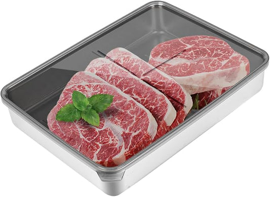 Verveia Deli Meat Container for Fridge,Bacon Container for Refrigerator，304SS Airtight Food Storage Container,Stackable Fridge Organizer with Locking Lid (BPA Free)